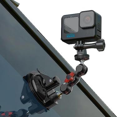 Imagem de SKEZN Suporte de ventosa forte compatível com Gopro Hero 11/10 9/8/7 preto, DJI Action 3/2, Insta360 e a maioria das câmeras de ação (7,4 x 7,4 x 12 cm)