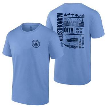 Imagem de Icon Sports Camisetas adultas oficialmente licenciadas pelo Manchester City, City Stadium | Curto | Azul claro, P
