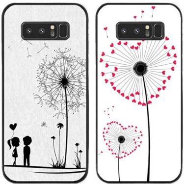 Imagem de 2 peças de capa de telefone traseira de silicone em gel TPU impresso amante de dente-de-leão para Samsung Galaxy (Galaxy Note 8)