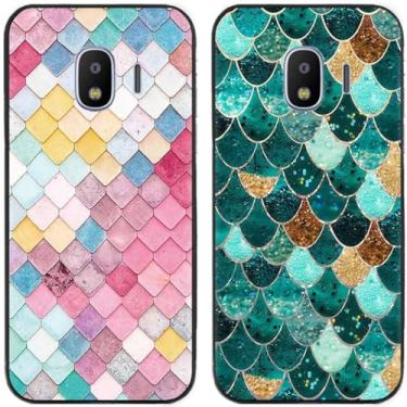 Imagem de 2 peças de capa de telefone traseira de silicone em gel TPU impresso em escalas coloridas para Samsung Galaxy todas as séries (Galaxy J2 Pro 2018)