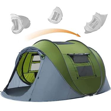 Imagem de Tenda pop-up, barraca instantânea HIKERBRO para 4 pessoas com claraboia, barraca pop-up instantânea à prova d'água com mosca de chuva, barracas de acampamento de fácil configuração, 2 portas e