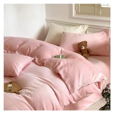 Imagem de Jogo de cama de 3 peças de veludo de leite de cor sólida, conjunto de capa de edredom de veludo quente espesso de inverno, lençóis de cama (7 solteiros)