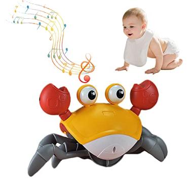 Imagem de SAANTE Brinquedo de caranguejo rastejante Brinquedos para bebês com música e luz Brinquedos para brincar com a barriga Brinquedos musicais interativos para bebês meninos meninas evitam obstáculos