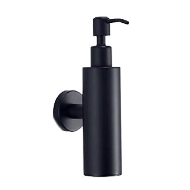 Imagem de Dispensadores Frasco dispensador de sabão com bomba dispensador de líquido fixado na parede dispensador de chuveiro de perfuração de loção de aço inoxidável Banheiro(Color:Black,Size:Round)