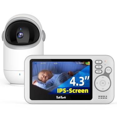 Imagem de TakTark Babá Eletrônica Câmera, 4.3" Monitores de Câmara de Vídeo, Pan & Tilt, 2 Way Audio, Visão Nocturna, Zoom Digital, Decoração Sonora VOX, Ideal para Novos Pais