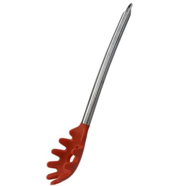 Imagem de Pegador De Macarrão Massa De Silicone Com Cabo Em Aço Inox (Vermelho)