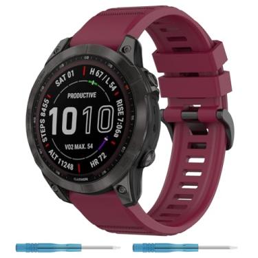 Imagem de Nacorulu Pulseira de silicone compatível com Garmin Fenix 5/Fenix 6/Fenix 7, 22 mm para Fenix 5 Plus/Fenix 6 Pro/Fenix 7 Pro/Forerunner 935 (vermelha)