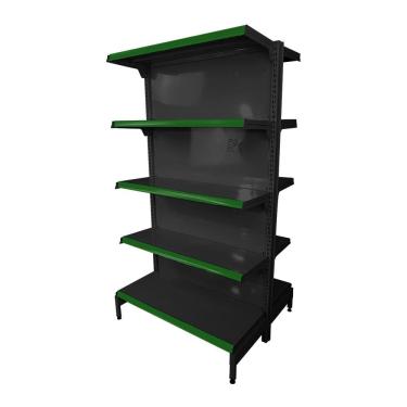 Imagem de Gôndola Prateleira Preta 5 Níveis 40x30 New Plus 1,70 Central Inicial pe Verde - Sa Gôndolas