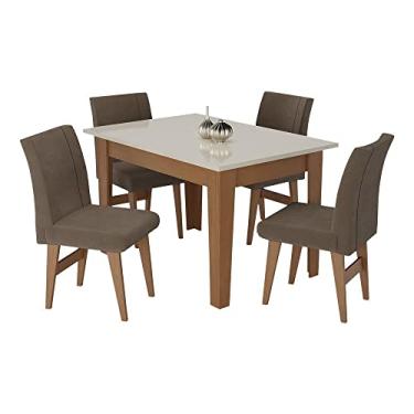 Imagem de Conjunto Mesa de Jantar 120 cm com 4 Cadeiras Tokio Multimóveis Ex1004 Madeirado/off White/castor