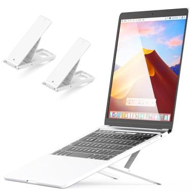 Imagem de Suporte de laptop para mesa, suporte ergonômico ventilado para computador de resfriamento, suporte de laptop ABS ajustável em 8 ângulos, suporte de notebook adesivo portátil compatível com HP, Dell,
