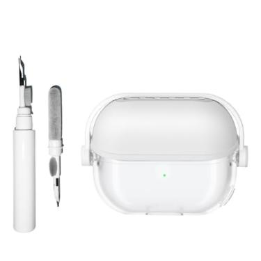 Imagem de [3 em 1] Capa TSVSXS Lock compatível com Samsung Galaxy Buds3/Galaxy Buds3 Pro (2024) com kit de limpeza e suporte, capa protetora de silicone transparente à prova de choque para homens e mulheres