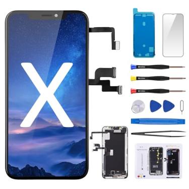Imagem de Tela de substituição para iPhone X, compatível com tela LCD 3D de 5,8 polegadas, montagem de moldura digitalizadora + protetor de tela + cola à prova d'água com ferramentas de reparo completas (modelo A1865 A1901 A1902)
