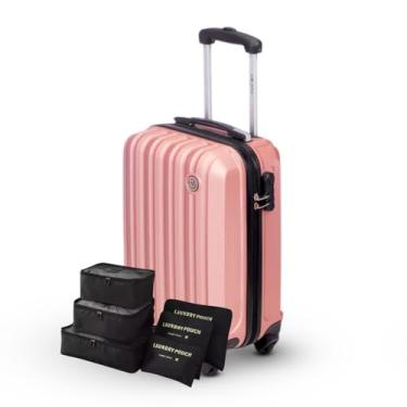 Imagem de Mala de Viagem Sestini Com Kit Organizador Padrão ANAC, com Cadeado Integrado, Rodas 360° em ABS Reforçado To-Go (Rose, Bordo)