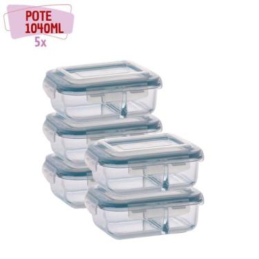 Imagem de kit 5 Pote de vidro Hermético 1040ml Divisoria Mantimentos - QUALITY H