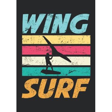 Imagem de Notizbuch A5 liniert mit Softcover Design: Wing Foil Retro Vintage Wing Surf Wingsurfer Surf Foiler: 120 linierte DIN A5 Seiten