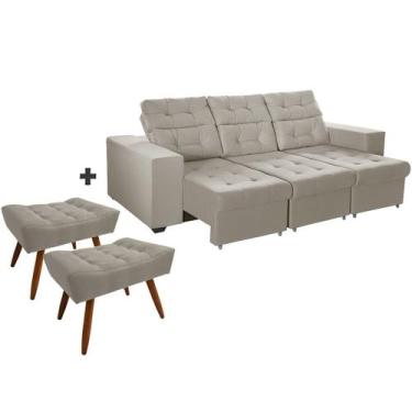 Imagem de Combo de Sofá 3 Lugares Itália Plus 2,10m Retrátil Reclinável com 2 Pu