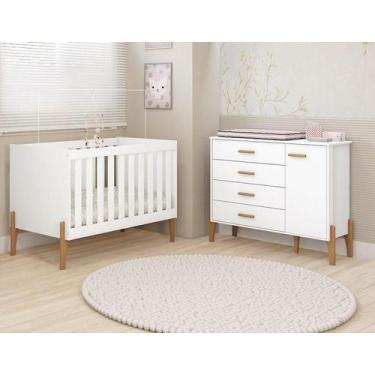 Imagem de Conjunto Quarto Infantil Iris 100% MDF- Com Berço Mini Cama e Comoda S