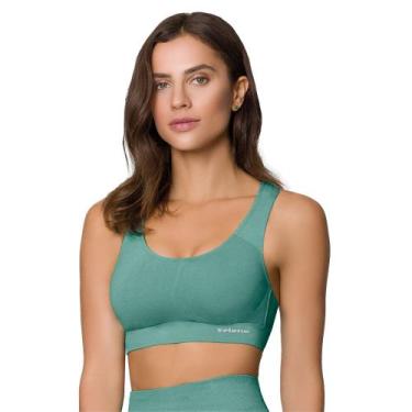 Imagem de Top Sem Costura Sem Bojo Sport Fitness Selene De Microfibra, Verde, GG