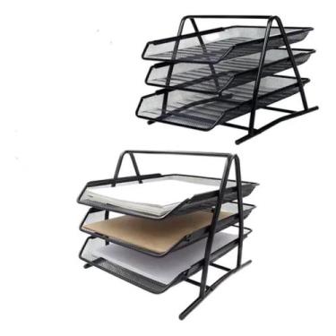Imagem de Organizador Mesa Escritório Bandeja Documento Papel A4 Metal - LORBEN