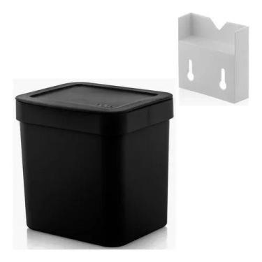 Imagem de Lixeira Cozinha 4,7l C/ Suporte Fixação Para Parede Suspensa - OU, Pre