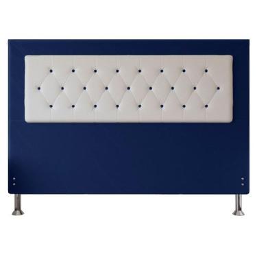Imagem de Cabeceira King 1,95m Havana Suede Azul com material sintético Branco -