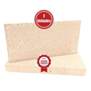 Imagem de 2 Tijolo Refratário 23x11,4x2cm Plaqueta Churrasqueira Forno - LAURIND