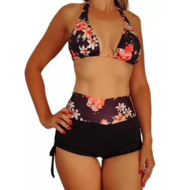 Imagem de Biquíni Shorts Cintura Alta E Top Cortinão Com Bojo - Vila Beach Wear,