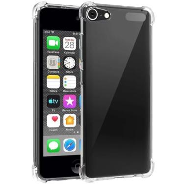 Imagem de Sidande Capa para iPod Touch 6, Touch 5/Touch 7 para meninas e mulheres, capa protetora fina de TPU flexível transparente transparente para iPod Touch 7 transparente