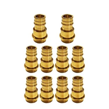 Imagem de Generic PEX Expansão 3/10.2 cm Encaixe de pressão 3/10.2 cm Adaptador de latão de acoplamento de crimpagem para conexão de tubos de cobre e Pex (pacote com 10)