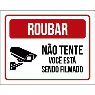 Imagem de Placa Roubar Não Tente Você Está Sendo Filmado 36X46