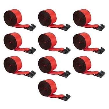 Imagem de Mytee Products Correias de guincho resistentes de 10 x 10 m com gancho plano WLL # 2,449 kg - pacote com 10 correias de caminhão de amarração - Controle de carga de 10 polegadas para reboque