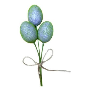 Imagem de PICK C/3 OVOS DECOR DE ISOPOR VERDE C/LILAS 35 cm - Tok da Casa
