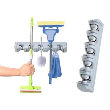 Imagem de Suporte Vassoura Organizador Parede Multiuso 5 Posições Rodo - OCCY