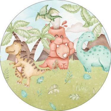 Imagem de Painel De Festa Redondo 1,50x1,50 - Dinossauros Montanhas Aquarela 022