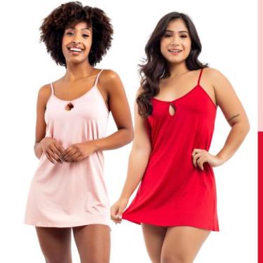 Imagem de Kit 2 Camisolas Curta de Dormir Pijama Feminino sem Bojo - Viére, G, V