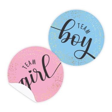Imagem de Adesivo Chá Revelação Azul Rosa Teal Girl Boy - 50 uni - Vizaprint