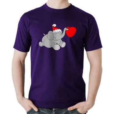 Imagem de Camiseta Algodão Elefante Noel - Foca na Moda, Roxo, GG