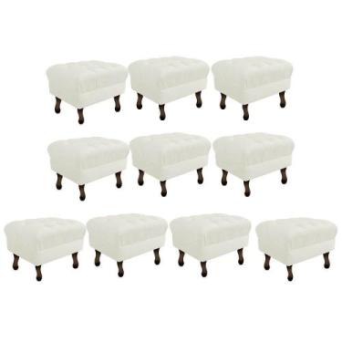 Imagem de Kit 10 Puff Retrô Capitonê Decorativo  Pé em Madeira Sala de Estar Rec