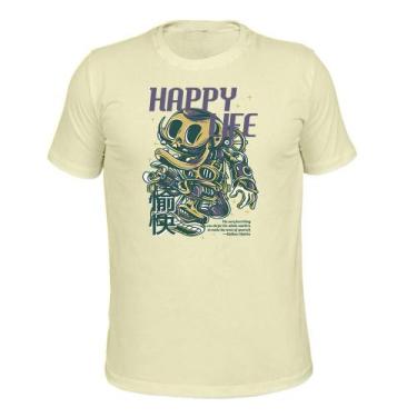 Imagem de Camiseta Plus Size Algodão Malha 30.1 Estampada Happy life - Surprass,