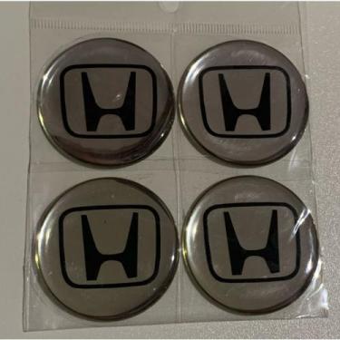Imagem de Kit resinado jogo 4 emblema de calota 48mm honda cinza - emblematech