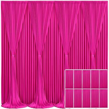 Imagem de 10 painéis, cortina de fundo fúcsia para festas de aniversário, sem rugas, rosa choque, cortinas de pano de fundo, decoração de tecido para casamento 15 m (L) x 3 m (A)