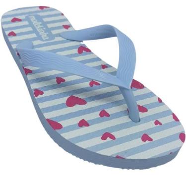 Imagem de Chinelo Molekinha Infantil com Estampa de Coração, Celeste, Branco, Pi