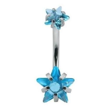 Imagem de Piercing De Umbigo Prata 2 Estrela Aço Cirúrgico Zircônia - DeCastro j