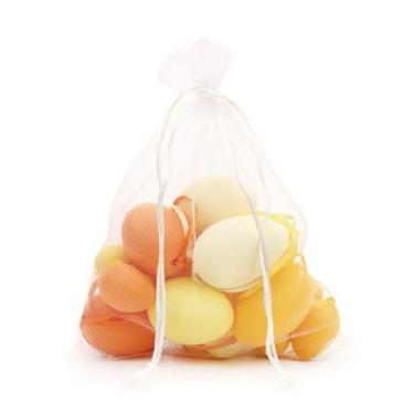 Imagem de Ovinhos de Páscoa decorativos no saquinho para pendurar Amarelo e Lara