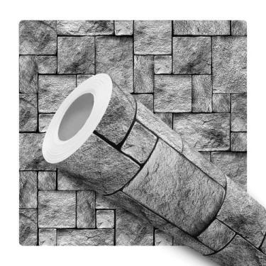 Imagem de Papel De Parede Adesivo Pedras Quadradas Mosaico Tijolinho Quarto Hall