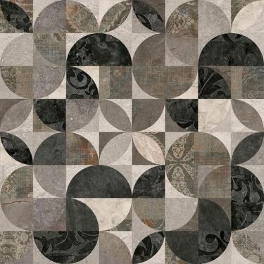 Imagem de Papel De Parede Adesivo Lavável sala Azulejo Provençal Preto Cinza Gar