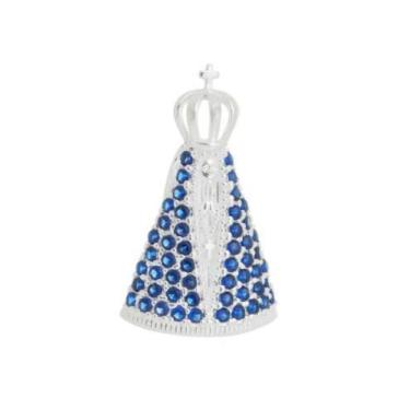 Imagem de Pingente Nossa Senhora Aparecida Prata 925 2cm X 2,8cm Religioso - MPJ
