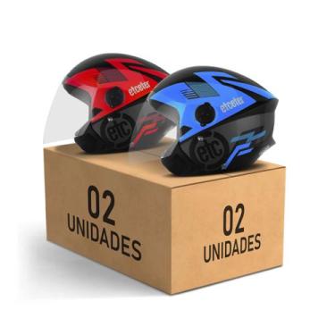 Imagem de Kit 2 Capacete Aberto Etceter Open Moto Masculino Feminino Segurança -