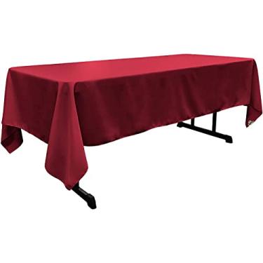 Imagem de LA Linen Toalha de mesa retangular de popelina de poliéster, 152 cm x 259 cm, cranberry