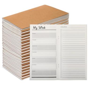 Imagem de Qilery 30 peças de agenda de bolso a granel 2024 para rastreador de hábitos, cadernos, presentes, lista de objetivos semanais, bloco de notas com citações inspiradoras, presentes de equipe para